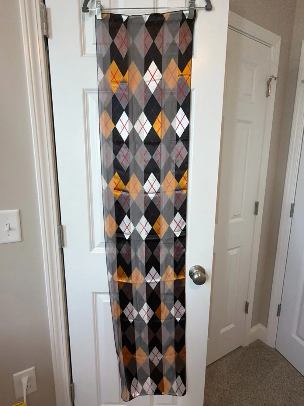 Silky Plaid Black & Orange Lightweight Women's Scarf